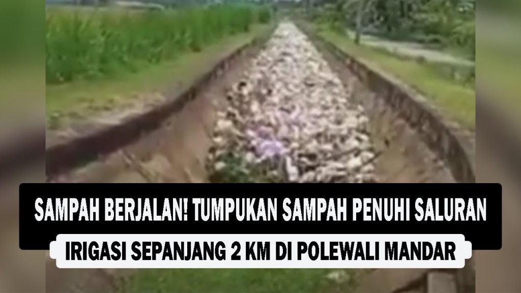 VIDEO : SAMPAH BERJALAN! Tumpukan Sampah Penuhi Saluran Irigasi Sepanjang 2 KM di Polewali Mandar