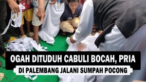 VIDEO : Ogah Dituduh Cabuli Bocah, Pria di Palembang Jalani Sumpah Pocong