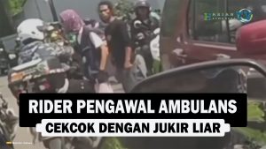 VIDEO : Rider Pengawal Ambulans Cekcok dengan Jukir Liar