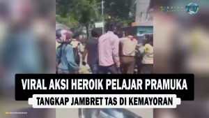 VIDEO : Viral Aksi Heroik Pelajar Pramuka Tangkap Jambret Tas di Kemayoran