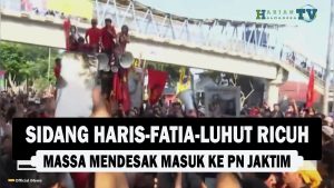 VIDEO : Sidang Haris-Fatia-Luhut Ricuh, Massa Mendesak Masuk ke PN Jaktim