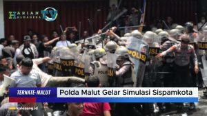 VIDEO : Polda Malut Gelar Simulasi Sispamkota, Rekayasa Arus Lalulintas Jelang Pemilu 2024