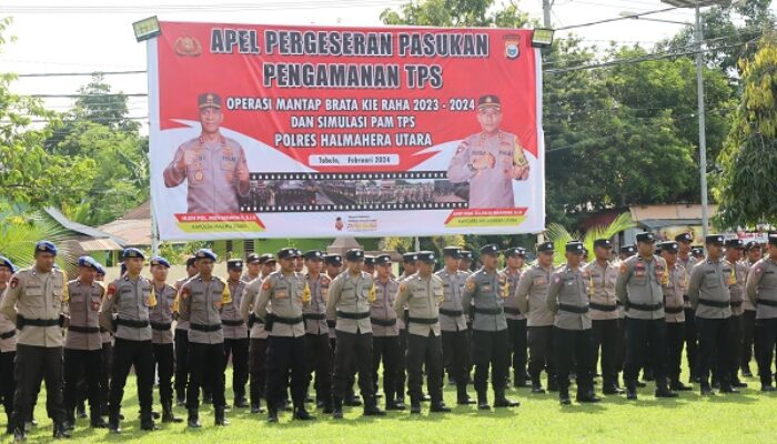 Polres Halut Apel Pergeseran Pasukan Hingga Simulasi PAM TPS, Kapolres: Anggota Jangan Main Politik