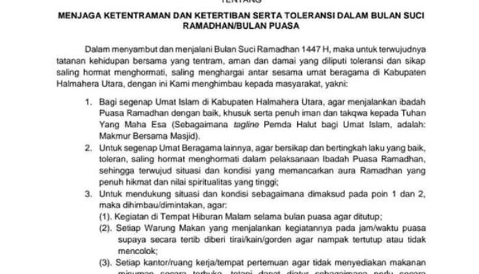 Bupati Halut Instruksi Tutup THM Hingga RM Sepanjang Ramadhan 2026